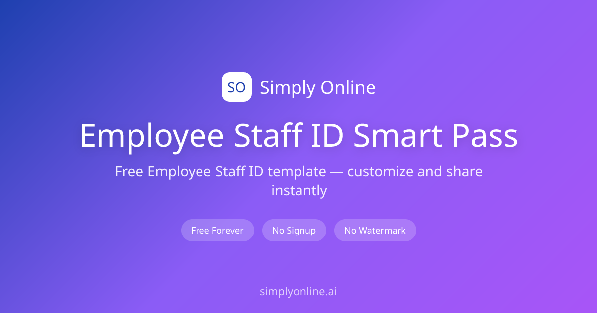 Free Employee Staff ID Smart Pass Template | Simply Online